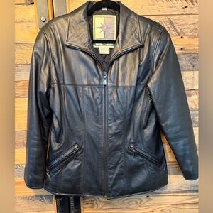 Middlebrook Park Vintage Women’s Petite Medium Genuine Leather‎ Collared Jacket